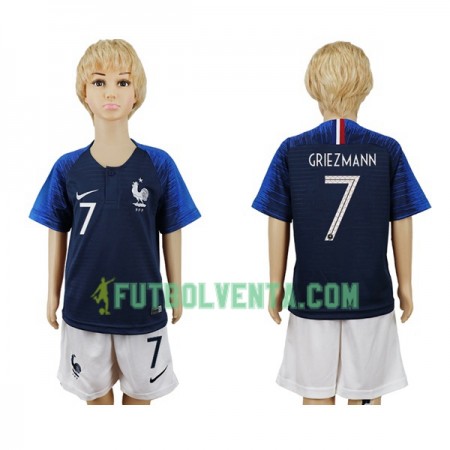 Camiseta de fútbol Francia Griezmann 7 Niño 1ª equipación Mundial 2018